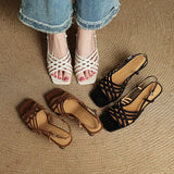 Purpdrank  new Summer Women Sandals Sheep Suede Leather Women Shoes Open Toe Ankle Strap Shoes Square Toe Thin Heel Sandals
