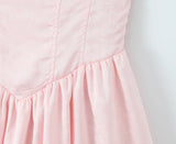 Purpdrank  Women Sexy Pink White Jacquard Floral Bow Lacing Up Sling Dress Low Waist Spliced Lace Ball Gown Mini Dresses Party Robe