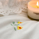 Purpdrank  100% Cotton French Small Fresh Floral Embroidery Lace Ruffles Bedding Set Duvet Cover Set Flat/Fitted Bed Sheet Pillowcases 4Pcs