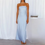 Purpdrank  Satin Strapless Sexy Maxi Dress Women Backless Slim Hollow Out Party Club Dresses Summer Elegant Off Shoulder Long Vestidos