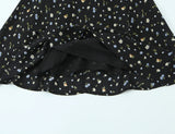 Purpdrank  Sexy Black Floral Print Spliced Lace Bow Halter V Collar Backless Mini Dress Women Elastic Zipper Back A-line Short Robe Holiday