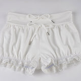 Purpdrank  Sweet Plaid Lace Trim Shorts Casual Loose Bandage Patchwork Low-Waisted Shorts Women 2025 Summer Fashion Streetwear Lady