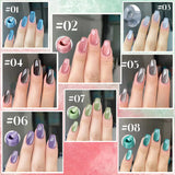 Purpdrank  6-Color 12ML Sea Blue Cat Eye Gel Nail Polish Adhesive Autumn Blue Glass Bead Cat Eye Nails Nail Art Nail Supplie