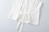Purpdrank  Summer Plain White Spliced Lace V neck Sleeveless Tank Women Open Buttons Slim Waist Tie Bow Sashes Back Tank Top Crop Tops