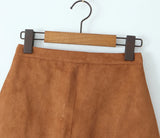 Purpdrank  Autumn Winter High Waist Suede Faux Leather Mini Skirt Women Back Zipper A-line Short Skater Party Femme Camel Black