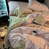 Purpdrank  INS Girls Blue Bedding Set - Cooling Ice Silk, Double-Sided (Duvet Cover + Pillowcases & Quilt Cover) Summer Comfort