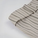 Purpdrank  Fashion Women's Striped Long Pants Metal Buckle Belt with Zipper Up Slim Fit Casual Female Trousers for Work Office Wear