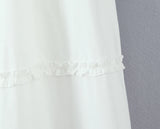 Purpdrank  New Holiday Buttons Low Waist Midi Long Skirt Women Spliced Ruched Wood ears Swing A-lined Skirts Boho Yellow White