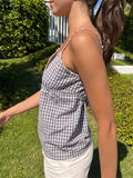 Purpdrank  Women's Fairy Plaid Print Cami Tops  V Neck Slips Vests Aesthetic Hotsweet Backless Camisole Y2k Clothes