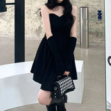 Purpdrank  Sweet Halter Neck Mini Dress Women Korean Chic Sexy Backless A Line Dress Female High Waist Elegant Party Night Vestido New