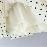 Purpdrank  Summer Sweet Polka Dot Print Mini BUD Skirt Women Elastic Waist Ball Gown Swing Skater Short Skirts Party Girl Beige Black