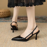 Purpdrank  High Heel Shoes Fashion Slip-on Women's  Pumps Summer Solid Office and Career Sexy Pointed Toe Heeled Sandals