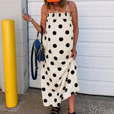Purpdrank  Casual Sleeveless Hight Waist Long Dress Summer Sexy Off Shoulder Suspender Dress Lady Fashion Polka Dot Print Loose Party Dress