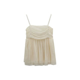 Purpdrank   French Sweet Pure Desire High Waist Slimming Mesh Pleated Strap Vest Women's Sleeveless Top Summer New Style Commute Style