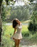 Purpdrank  European and American style 2025 summer new waffle stitching slim short-sleeved dress