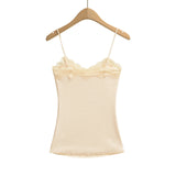 Purpdrank  5 Colors 2025 Sexy Spliced Lace V neck Slim fit Rib Knitting Camis Crop Top Comfortable Camisetas Tank Vest Skinny Short Tee