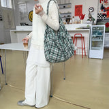 Purpdrank  Colorful Plaid Shoulder Bags for Women Large Capacity Portable Ladies Tote Underarm Bag Travel Outdoor Female Casual Handbags