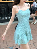Purpdrank  Vintage Beach Style Korean Fashion Clothing Sexy Y2K Mini Dress Women Casual Pure Color Elegant Dress Female Even Party