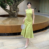 Purpdrank  Jacquard Cheongsam Dress for Women Summer Retro Chinese Style Sleeveless Modified New Chinese Style Dress