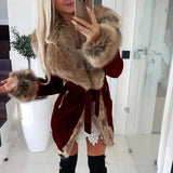 Purpdrank  Autumn Winter Women's Clothing Slim Mid-Length Coat Cotton Coat Fur Hooded Long Sleeve Parka Jacket Warm New