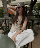 Purpdrank  Women Fashion V Neck Sleeveless Linen Style Vest Jacket Office Lady Single Breasted Casual Slim WaistCoat Tops CT9366