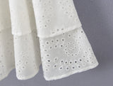 Purpdrank  Sexy White Embroidery Lace Pad Bra Corset style Wood ears Strap Mini Tank Dress Women 2 Layers Ruffles Swing Dresses Vestdios