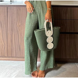 Purpdrank  Casual Print Pants Sets Women Loose Lapel Single Breasted Long Sleeve Shirts Solid Wide Leg Pant 2025 Summer Lady Elegant Outfit