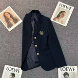 Purpdrank  Japanese Jk Uniform Women Blazer Jacket Spring New Spring Preppy All Match Suit Coat Bf Loose Lapel Casual Buttons Outerwear