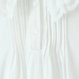 Purpdrank  Sweet White Spliced Lace open Buttons Peter Pan Collar Mini Sleeveless Dress Women Wood ears Hem Loose Straight Short Vestidos