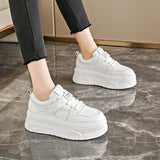 Purpdrank  Thick Bottom Vulcanzied Shoes Female Solid Color Chunky Platfrom Sneakers Woman Pu Leather Non-Slip Casual Shoes Spring 2025