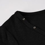 Purpdrank  American Retro V Neck Long Sleeve Slim All Match Solid Y2k Sexy Embroidered Flares T-Shirts