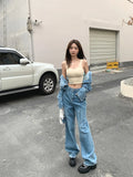 Purpdrank  Autumn Vintage Denim Women's Wide Leg Pants 2025 New High Waist Casual Loose Jeans Straight Full Length Trousers Female