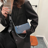 Purpdrank  Rhinestone Appliqued Chain Shoulder Crossbody Bags For Women Luxury Designer Purses And Handbags Wedding Dinner Party