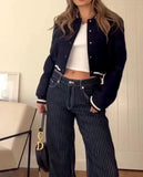 Purpdrank  Jacket Women Pockets Cropped Bomber Jackets Cardigan Long Sleeve Coats Autumn Office Lady Outerwear Trends Short Tops