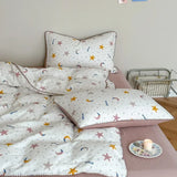 Purpdrank  Cotton four-piece set of aerobic double yarn cotton skin-friendly quilt cover small floral bed linen bed cover set