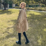 Purpdrank  Fashion Khaki Medium Long Windbreaker Coat For Women inVSpring  Autumn New Small Man Loose Fit thin Temperament Coat Korean