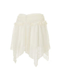 Purpdrank  Women Lace Ruched High Waist Mini Skirts Spring Summer Irregular Hem Casual Skirts
