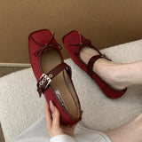 Purpdrank  Sweet Butterfly-knot Mary Jane Shoe Women Retro Square Toe Shallow Ballet Flats Comfort Soft Sole Designer Shoe Zapatos De Mujer