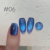 Purpdrank  6-Color 12ML Sea Blue Cat Eye Gel Nail Polish Adhesive Autumn Blue Glass Bead Cat Eye Nails Nail Art Nail Supplie