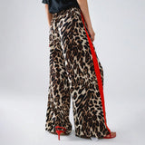Purpdrank  Fashionable Leopard Print Women's Pants Spring New Product 2025 Splicing Loose Wide Leg Flared Pants Casual Long Pants For Women