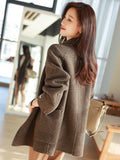 Purpdrank  Women's Coat Fashion Pockets Plaid Wool Blends Coats Ladies Thick Warm Single Breasted Elegant Long Winter Jacket Women