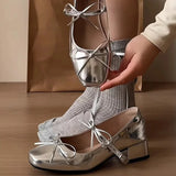 Purpdrank  Square Toe Women Mary Jane Shoes Summer Fashion Lolita Sandals Mid Heels Pumps Dress Woman Shoes 2025 Brand Bow Zapatos De Mujer