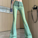 Purpdrank  Bell Bottom Trousers High Waist Shot Womens Flared Jeans South Korea Streetwear On Sale 2025 Quality R Xxl Denim Pants for Women