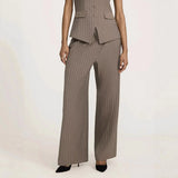 Purpdrank   Light Brown Striped Wide Leg Pants Business Formal High Waist Comfortable Pants Wide Leg Suit Pants