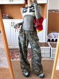 Purpdrank  Vintage Camouflage Pants Women Y2K Hip Hop Streetwear All Match Wide Leg Trousers Korean High Waist Grunge 90S Pants Aesthetic