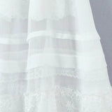 Purpdrank   Holiday White Spliced Lace Semi Sheer Long Skirt Women Bow Lacing up Elastic Waist See Through A-lined Midi Skirts Boho