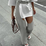 Purpdrank   New Hollow Sexy High-waisted Trousers Fashionable Versatile Simple Straight Casual Pants
