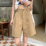Purpdrank  Korean  Cotton Casual Shorts Women Casuial  Wide Leg Straight Short Pans Women Summer All Match Streetwear Bottoms New