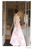 Purpdrank  Elegant Floral Print Sleeveless Maxi Dress Cut-out Waist Design Party Sexy  Backless Straps Colorful Halter Evening Long Dresses