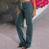 Purpdrank  Women's Fashion Denim Trousers Straight-Leg Double Button Detail Style Women's Clothing
